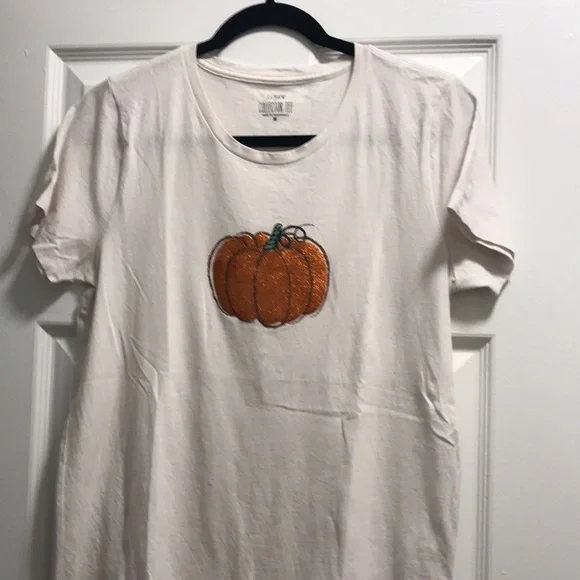 🌎 $35 SALE 🌎 NWOT J. Crew Factory Glitter pumpkin graphic tee - Picture 2 of 8